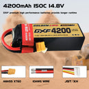(CN)DXF 4S Lipo Battery 14.8V 150C 4200mAh Soft Case Battery with EC5 XT90 Connector for Car Truck Tank RC Buggy Truggy Racing Hobby