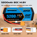 (CA)DXF Lipo Battery 4S 14.8V 5200MAH 80C  lipo Hardcase with  XT90 Plug for Rc 1/8 1/10 Buggy Truck Car Off-Road Drone