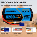 (ES)DXF Lipo Battery 4S 14.8V 5200MAH 80C  lipo Hardcase with  EC5 Plug for Rc 1/8 1/10 Buggy Truck Car Off-Road Drone