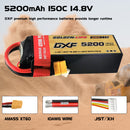 (CN)DXF 4S Lipo Battery 14.8V 150C 5200mAh Soft Case Battery with EC5 XT90 Connector for Car Truck Tank RC Buggy Truggy Racing Hobby