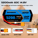 (CA)DXF Lipo Battery 4S 14.8V 5200MAH 60C  lipo Hardcase with  XT90 Plug for Rc 1/8 1/10 Buggy Truck Car Off-Road Drone