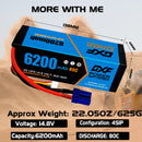 (CA)DXF Lipo Battery 4S 14.8V 6200MAH 80C  lipo Hardcase EC5 Plug for Rc 1/8 1/10 Buggy Truck Car Off-Road Drone