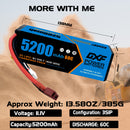 (GE)DXF Lipo Battery 3S 11.1V 5200MAH 60C Blue Series lipo Hardcase with Deans Plug for Rc 1/8 1/10 Buggy Truck Car Off-Road Drone