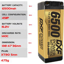 (CA)DXF Lipo Battery 4S 15.2V 6500MAH 140C GoldSeries  LCG 5MM Graphene lipo Hardcase with  XT90 Plug for Rc 1/8 1/10 Buggy Truck Car Off-Road Drone