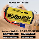 (CA)DXF Lipo Battery 4S 14.8V 6500MAH 100C GoldSeries Graphene lipo Hardcase with EC5 and XT90 Plug for Rc 1/8 1/10 Buggy Truck Car Off-Road Drone