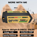(FR)DXF 5mm 2S 7000mAh 7.6V 150C GOLDEN-NGP Plus Middle-Size Batteria Lipo ad Alta Capacità Hardcase con XT90 Spina per 1:8 Scala RC Auto, Multi-Rotore RC Aeroplano, RC Elicottero, RC Barca