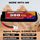 DXF 300mAh 2S 60C 7.6V Lipo Battery Pack for FPV LiPo Battery