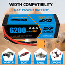 (CA)DXF Lipo Battery 4S 14.8V 6200MAH 80C  lipo Hardcase XT90 Plug for Rc 1/8 1/10 Buggy Truck Car Off-Road Drone