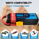 (FR)DXF 4S Lipo Battery 14.8V 10000mAh 100C 200C XT90 for RC 1/8 1/10 Car Truck Tank Models XXMAX 8S Arrama