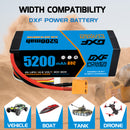 (CA)DXF Lipo Battery 4S 14.8V 5200MAH 80C  lipo Hardcase with  XT90 Plug for Rc 1/8 1/10 Buggy Truck Car Off-Road Drone