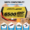 (CA)DXF Lipo Battery 4S 14.8V 6500MAH 100C GoldSeries Graphene lipo Hardcase with EC5 and XT90 Plug for Rc 1/8 1/10 Buggy Truck Car Off-Road Drone