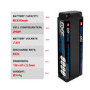 (PL) DXF 2S 7.6V Lipo Battery 130C 8000mAh LCG with 5mm Bullet for RC 1/8 Vehicles Car Truck Tank Truggy Competition Racing Hobby