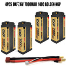 (GE)DXF 5mm 2S 7000mAh 7.6V 140C GOLDEN-NGP Batteria Lipo ad Alta Capacità Hardcase con XT90 Spina per 1:8 Scala RC Auto, Multi-Rotore RC Aeroplano, RC Elicottero, RC Barca