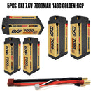 (GE)DXF 5mm 2S 7000mAh 7.6V 140C GOLDEN-NGP Batteria Lipo ad Alta Capacità Hardcase con XT90 Spina per 1:8 Scala RC Auto, Multi-Rotore RC Aeroplano, RC Elicottero, RC Barca
