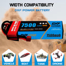 (CA)DXF Lipo Battery 2S 7.4V 7500MAH 100C  lipo Hardcase with  DEANS/T Plug for Rc 1/8 1/10 Buggy Truck Car Off-Road Drone