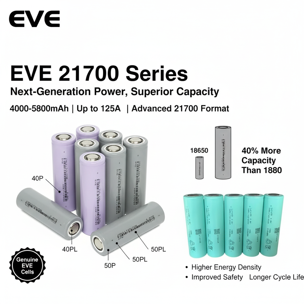 EVE 21700 Lithium-Ion Cells - 4000-5800mAh - Up to 125A - Next-Gen