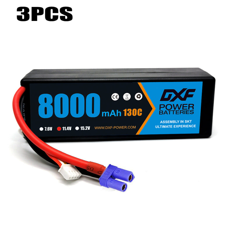 (FR)DXF Lipo Battery 3S 11.4V 8000MAH 130C Blue Series Graphene lipo Hardcase with EC5 Plug for Rc 1/8 1/10 Buggy Truck Car Off-Road Drone