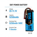 DXF 3S 11.1V 5250mAh 140C Graphene Hardcase LiPo Battery with Deans / T-Plug for 1/8 1/10 RC Cars, Trucks, Buggies & Boats (1-6 Pack Available)