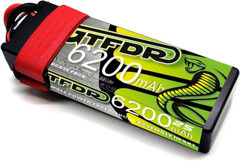 (JP)GTFDR Lipo Battery 2S 7.4V 6200MAH 100C  lipo Hardcase with  DEANS/T Plug for Rc 1/8 1/10 Buggy Truck Car Off-Road Drone