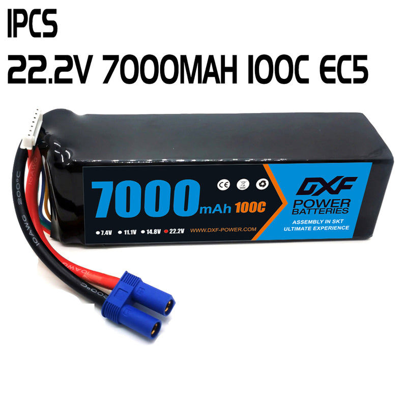 (PL)DXF 6S Lipo Battery 22.2V 100C 7000mAh Soft Case Battery with EC5 Connector for Car Truck Tank RC Buggy Truggy Racing Hobby