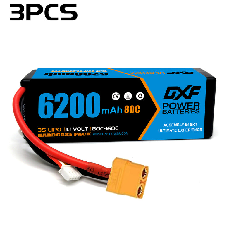 (PL)DXF Lipo Battery 3S 11.1V 6200MAH 80C  lipo Hardcase XT90 Plug for Rc 1/8 1/10 Buggy Truck Car Off-Road Drone