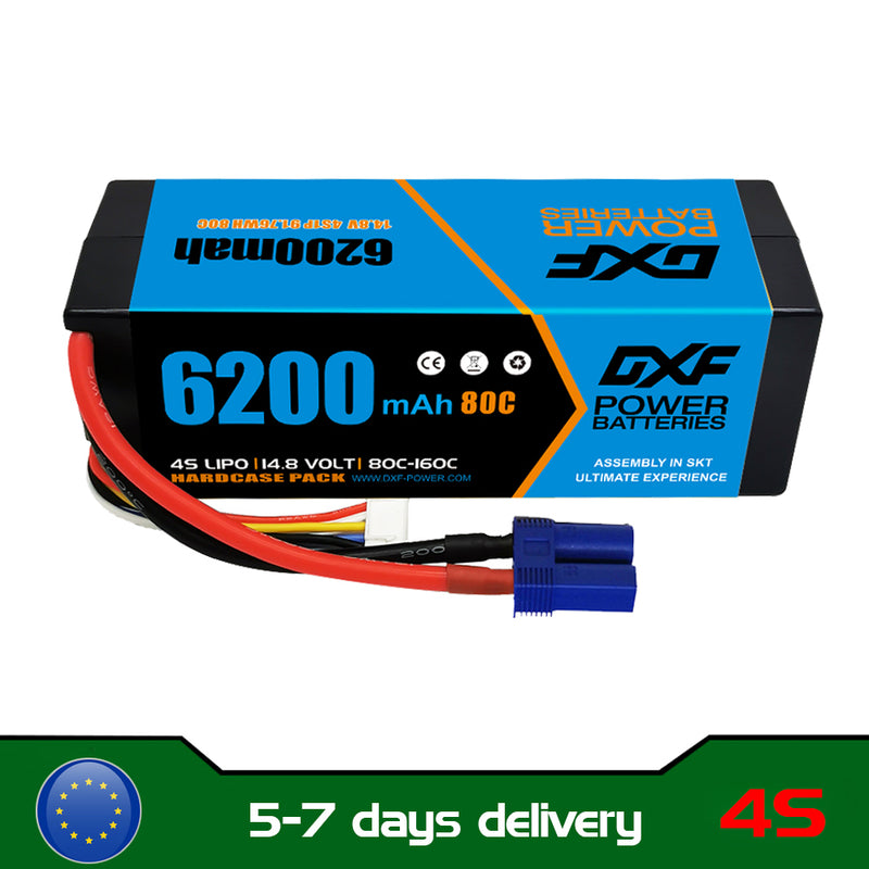 (EU)DXF Lipo Battery 4S 14.8V 6200MAH 80C  lipo Hardcase EC5 Plug for Rc 1/8 1/10 Buggy Truck Car Off-Road Drone