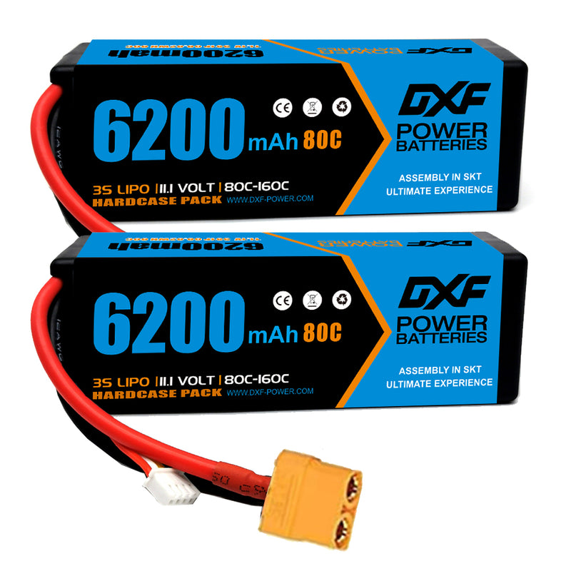 (ES)DXF Lipo Battery 3S 11.1V 6200MAH 80C  lipo Hardcase XT90 Plug for Rc 1/8 1/10 Buggy Truck Car Off-Road Drone