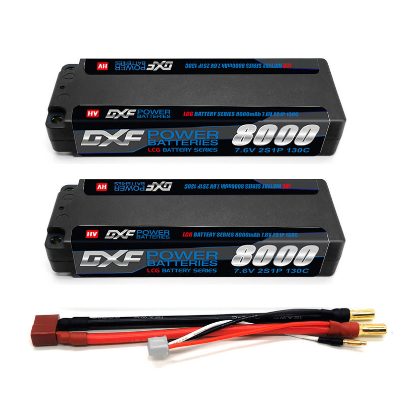 (IT) DXF 2S 7.6V Lipo Battery 140C 8000mAh LCG with 5mm Bullet for RC 1/8 Vehicles Car Truck Tank Truggy Competition Racing Hobby