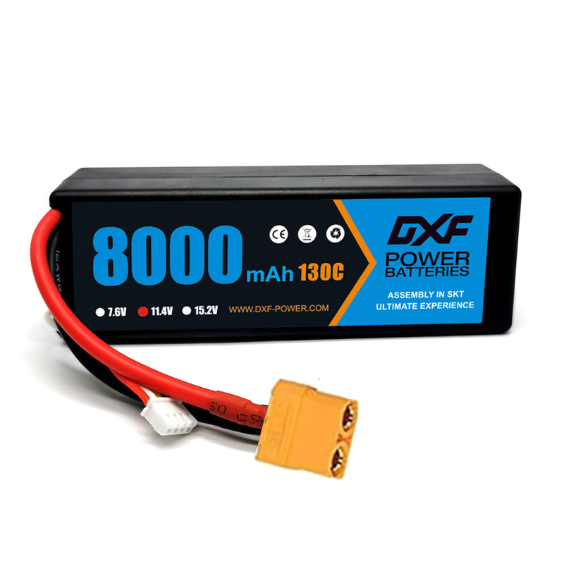 (ES)DXF Lipo Battery 3S 11.4V 8000MAH 130C Blue Series Graphene lipo Hardcase with XT90 Plug for Rc 1/8 1/10 Buggy Truck Car Off-Road Drone
