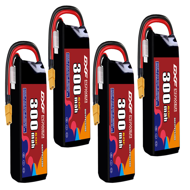 DXF 300mAh 2S 60C 7.6V Lipo Battery Pack for FPV LiPo Battery