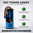 DXF 3S 11.1V 5250mAh 140C Graphene LiPo Hardcase Battery with 10AWG EC5 Plug for 1:8 RC Car Boat Airplane Helicopter Drone (1-6 Pack Available)