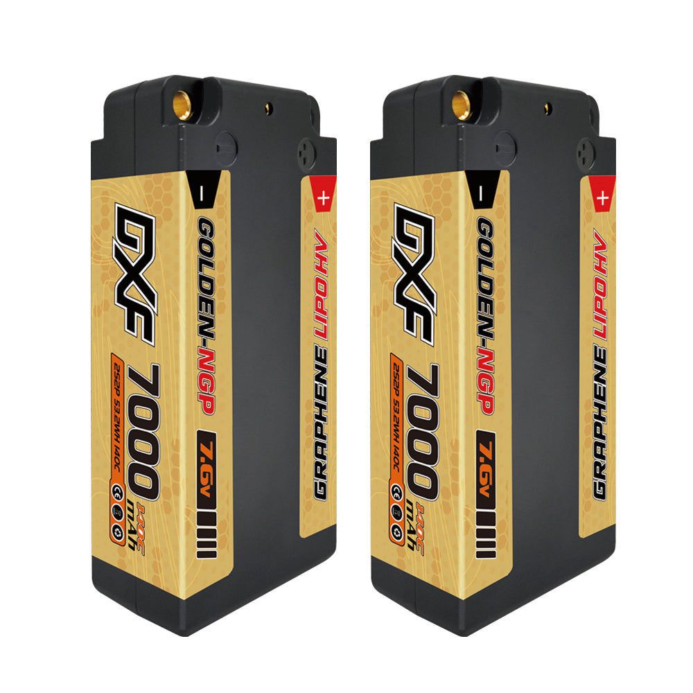 Dxf DXF 2 Paquets Batterie 7000mah 140c 7.6v Pour Modèles Rc 1/8 Et 1/10, Compatible Avec Losi, Hpi, Team Associated, Axial, Tamiya, Duratrax,connecteur Deans T 5mm Series Lipo 2s