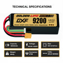 DXF Lipo Battery 6S HV 22.8V 9200mAh 140C GoldSeries Graphene Softcase with EC5 / T / TRX / XT60 / XT90 / XT150 / Q8s Plug for RC 1/8 1/10 Buggy Truck Car Off-Road Drone