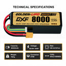 DXF Lipo Battery 6S HV 22.8V 8000mAh 140C GoldSeries Graphene Softcase with EC5 / T / TRX / XT60 / XT90 / XT150 / Q8s | RC Car Boat Drone