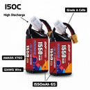 DXF 6S 22.2V 1550mAh 150C Gold Version Graphene LiPo Soft Case Battery with 12AWG XT60 Plug for RC Car Boat Airplane FPV Racing Drone (1-6 Pack Available)