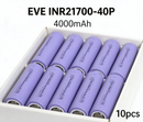EVE INR 21700 배터리 40P 4000mah 리튬 이온 배터리 최대 12.5C 방전율 원통형 셀 21700 배터리