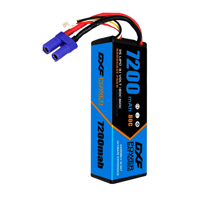 (CA)DXF Lipo Battery 3S 11.1V 7200MAH 80C Blue Series lipo Hardcase with EC5 Plug for Rc 1/8 1/10 Buggy Truck Car Off-Road Drone