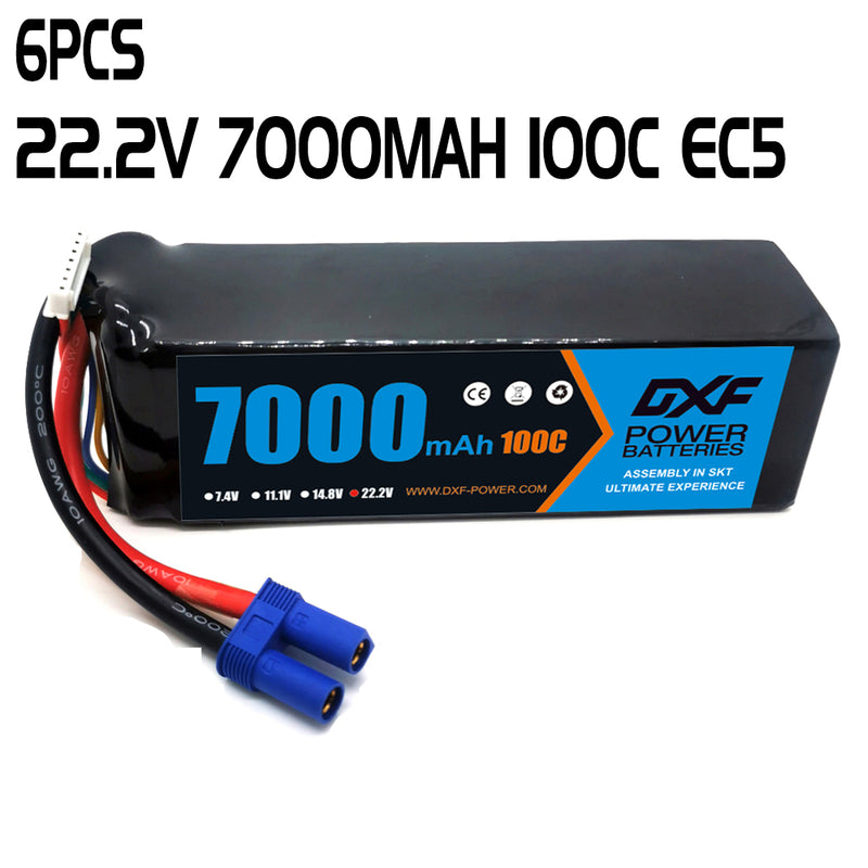 (GE)DXF 6S Lipo Battery 22.2V 100C 7000mAh Soft Case Battery with EC5 Connector for Car Truck Tank RC Buggy Truggy Racing Hobby