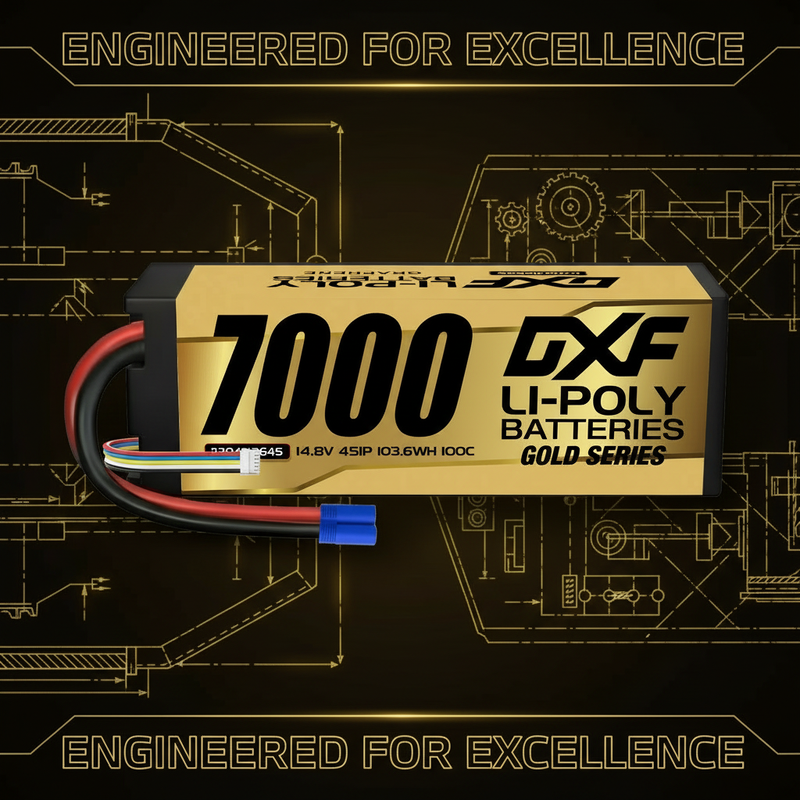 DXF Lipo Battery EC5 PLUG 4S 14.8V 7000mAh 100C/200C HardCase Lipo Battery for RC HPI HSP 1/8 1/10 Buggy RC Car Truck