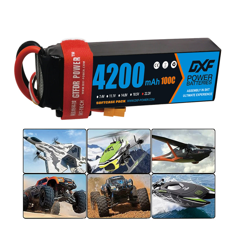 (PL)DXF Lipo Battery 6S 22.2V 4200MAH 100C  lipo SoftCase xt60 Plug for Rc 1/8 1/10 Buggy Truck Car Off-Road Drone