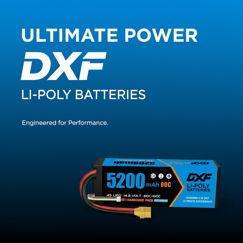 DXF Lipo Battery 4S 14.8V 5200MAH 80C  lipo Hardcase with  XT90 Plug for Rc 1/8 1/10 Buggy Truck Car Off-Road Drone