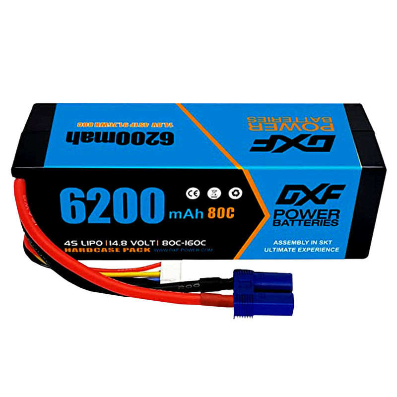 (EU)DXF Lipo Battery 4S 14.8V 6200MAH 80C  lipo Hardcase EC5 Plug for Rc 1/8 1/10 Buggy Truck Car Off-Road Drone