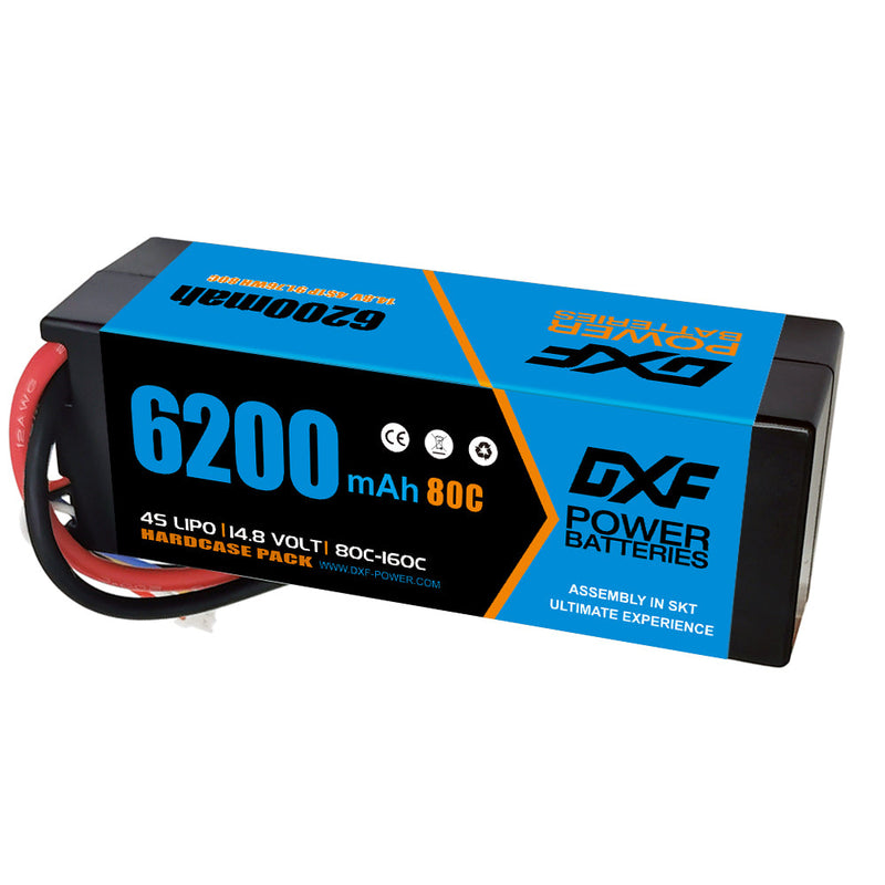 (CA)DXF Lipo Battery 4S 14.8V 6200MAH 80C  lipo Hardcase XT90 Plug for Rc 1/8 1/10 Buggy Truck Car Off-Road Drone