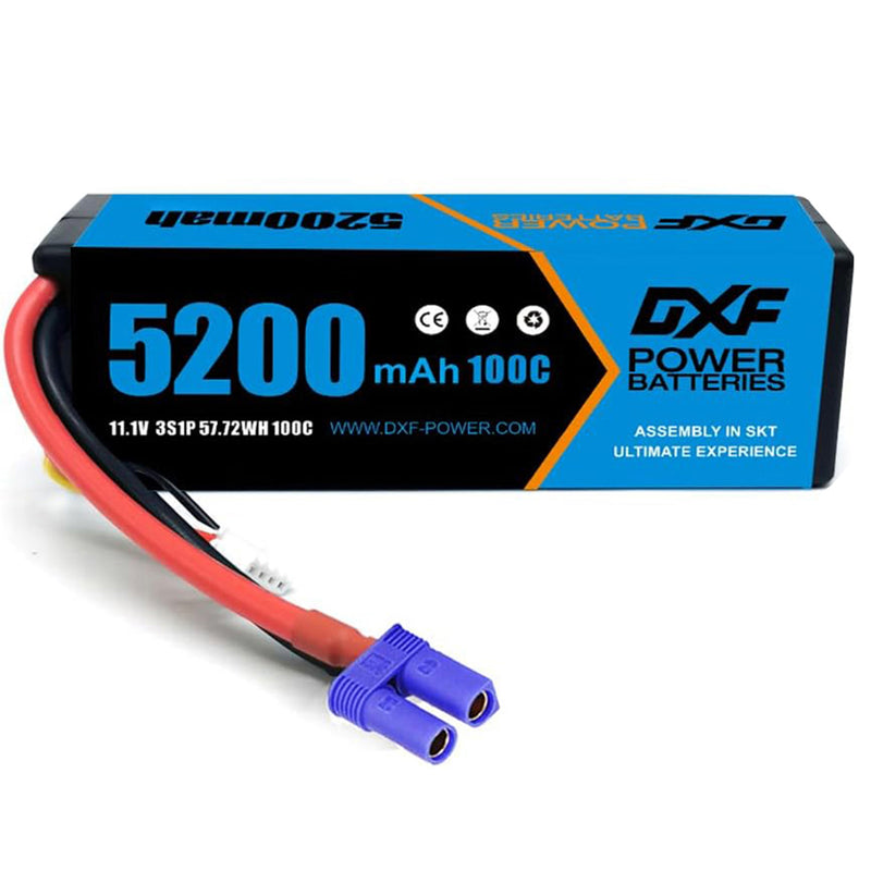(CA)DXF Lipo Battery 3S 11.1V 5200MAH 100C Blue Series lipo Hardcase with EC5 Plug for Rc 1/8 1/10 Buggy Truck Car Off-Road Drone