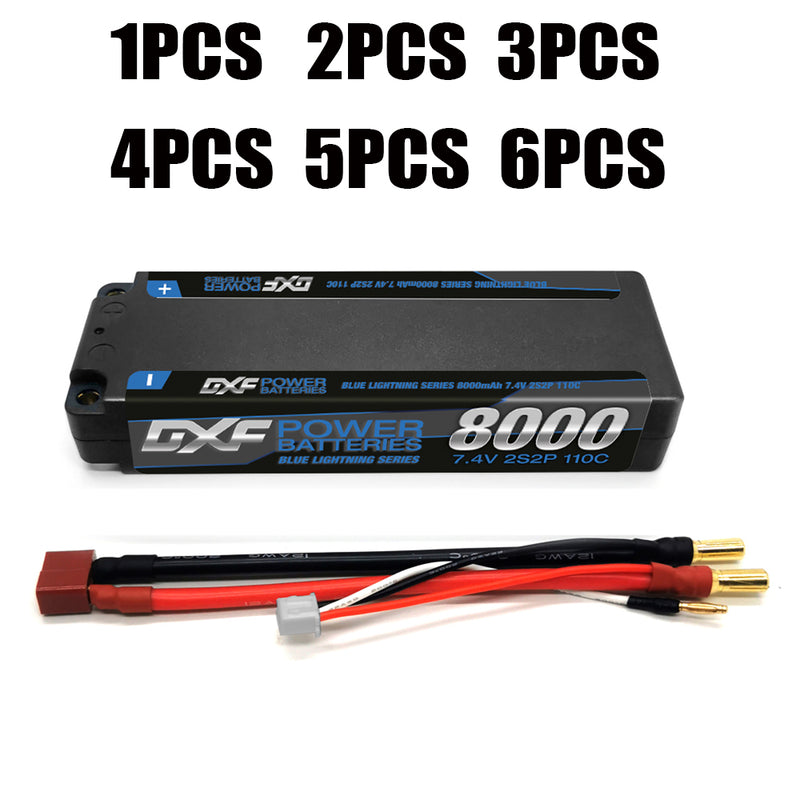 (GE)DXF Lipo Battery 2S 7.4V 8000mAh 110C/220C Hardcase Battery Graphene 5MM Battery for Rc Truck Drone 1/10 1/8 Scale Traxxas Slash 4x4 RC Car Buggy truggy