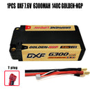 (FR)DXF 5mm 2S 6300mAh 7.6V 140C GOLDEN-NGP Batteria Lipo ad Alta Capacità Hardcase con XT90 Spina per 1:8 Scala RC Auto, Multi-Rotore RC Aeroplano, RC Elicottero, RC Barca