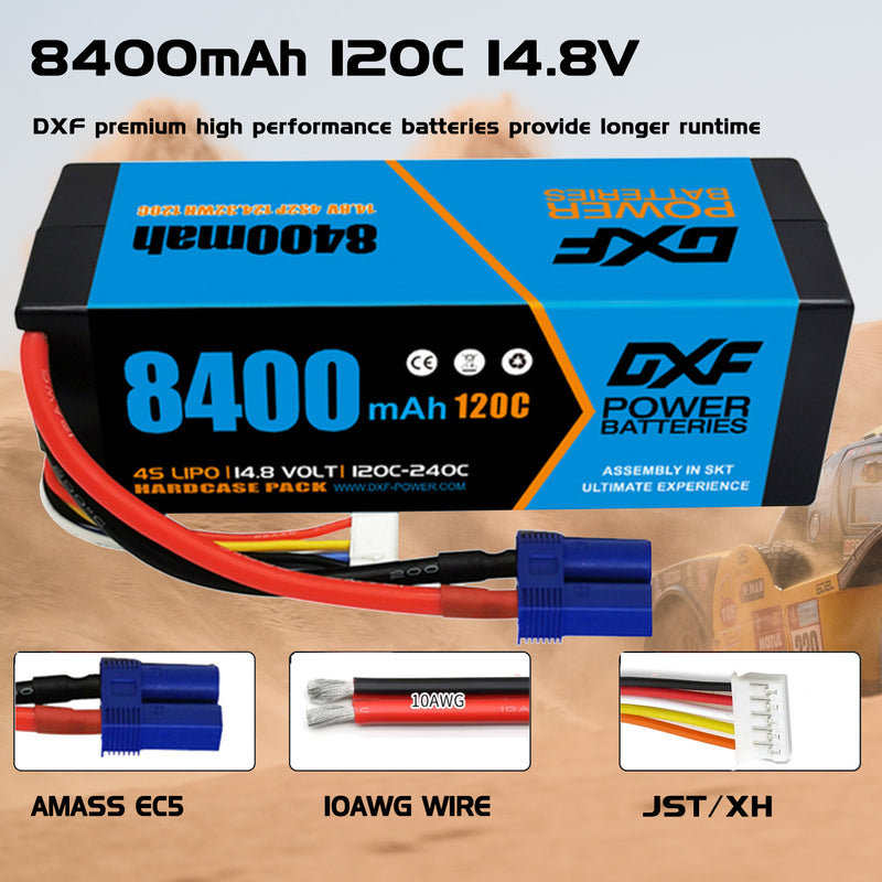 (IT)DXF Lipo Battery 4S 14.8V 8400mAh 120C/240C HardCase Lipo Battery for RC HPI HSP 1/8 1/10 Buggy RC Car Truck