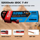 (CA)DXF Lipo Battery 2S 7.4V 5200mAh 120C Hardcase for Rc Truck Drone 1/10 1/8 Scale Traxxas Slash 4x4 RC Car Hard Case