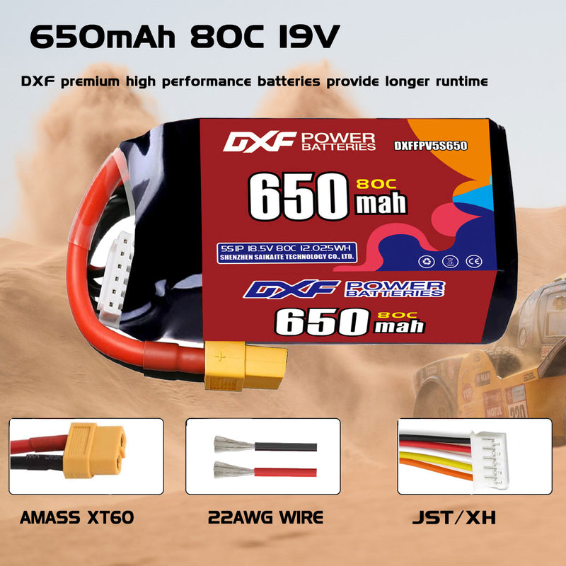 DXF 650mAh 6S 80C 22.2V Lipo Battery Pack for FPV LiPo Battery