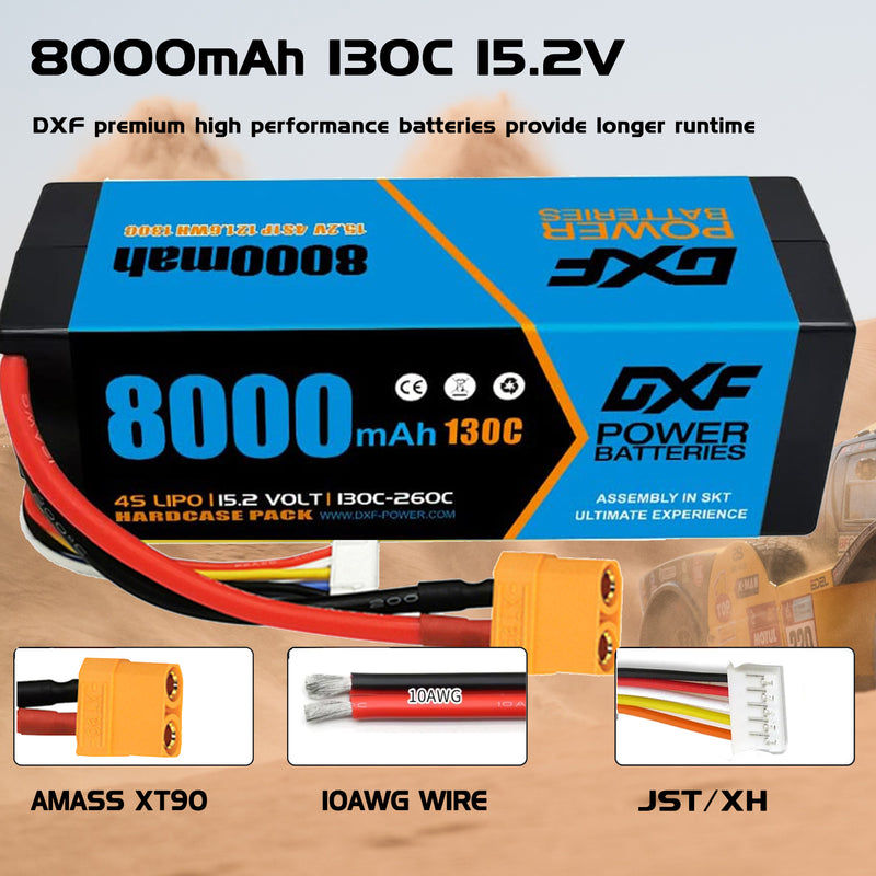 (IT)DXF Lipo Battery 4S 15.2V 8000mAh 130C/260C HardCase Lipo Battery for RC HPI HSP 1/8 1/10 Buggy RC Car Truck